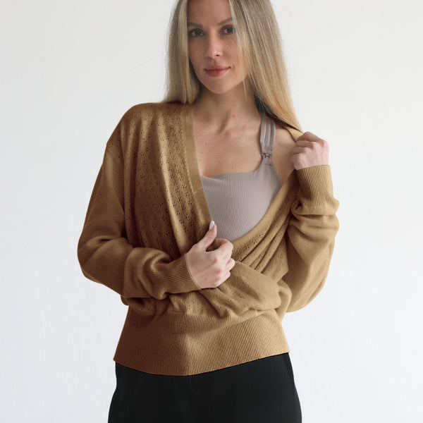 100% Cashmere Wrap Sweater - Bloom (Camel)
