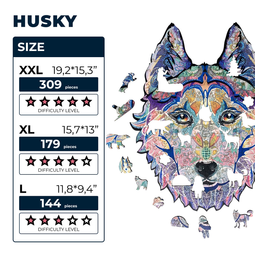 Wooden Jigsaw Puzzle Husky (B2B)