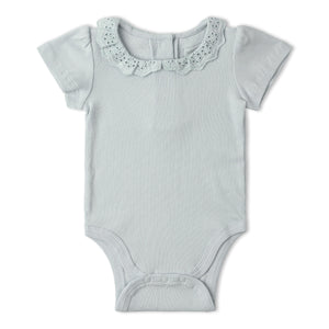 Organic Lace Collar Onesie & Tights Set - Fog