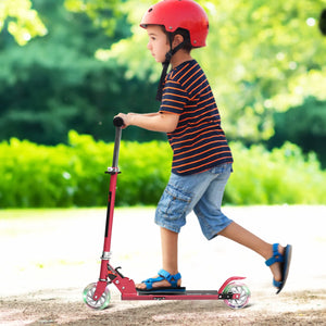 Folding Aluminum Kids Kick Scooter with LED Lights - Foldable