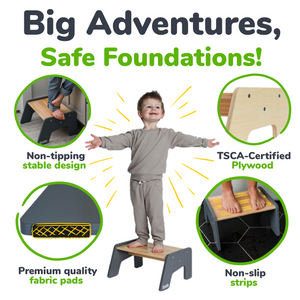 Multi-purpose wooden stool for kids, ideal for potty training, kitchen, and bath use. Angle 7 view.