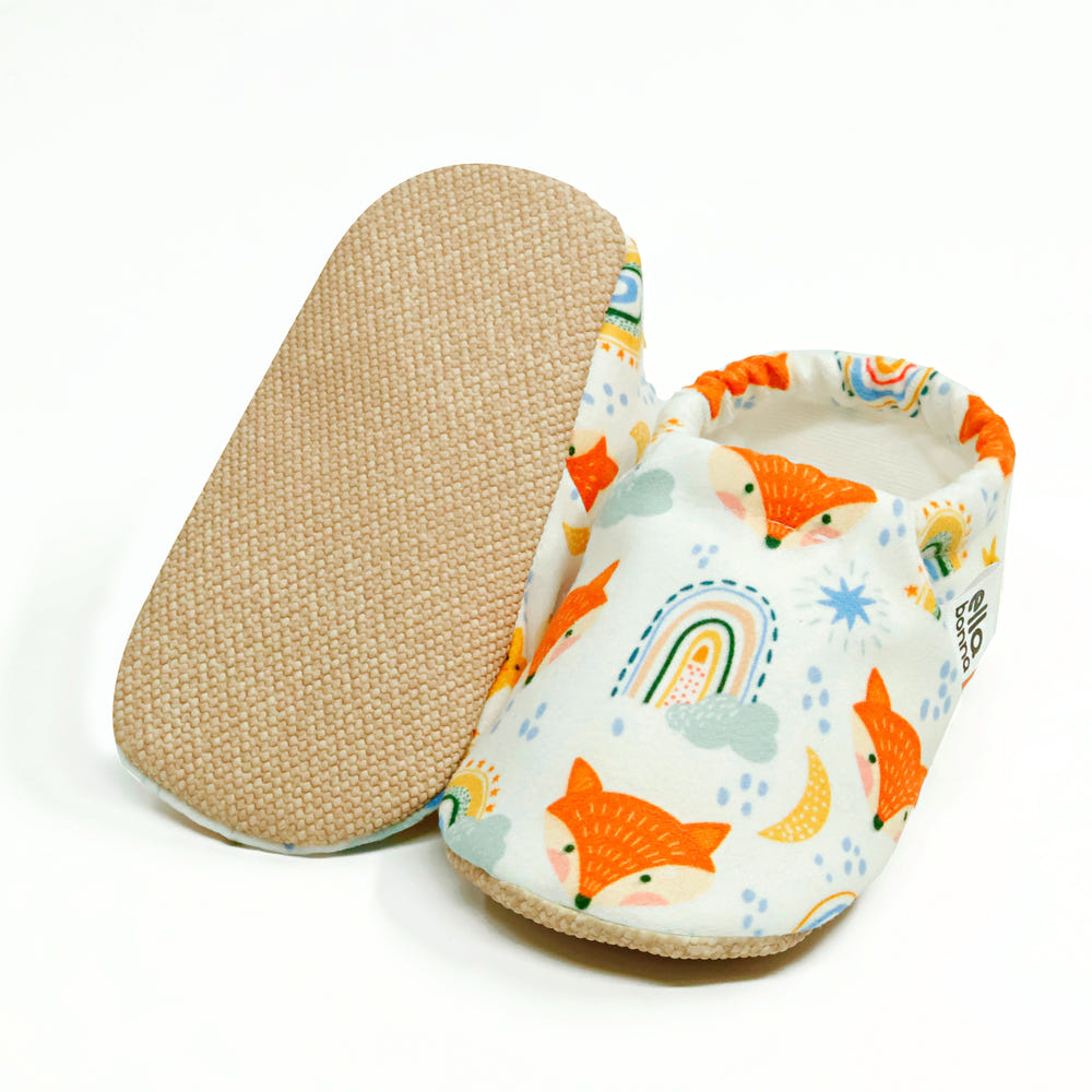 Ella Bonna Non-Slip Sole Fox Patterned Baby Booties, Home Boot Slippers Nursery Shoes