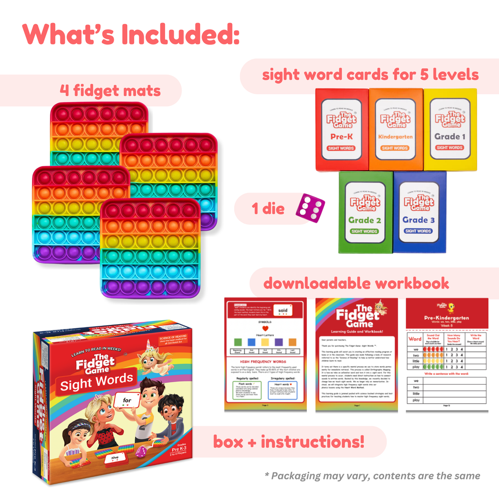 "The Fidget Game: Sight Words Edition - Engaging puzzle for babies to learn sight words through fun activities."