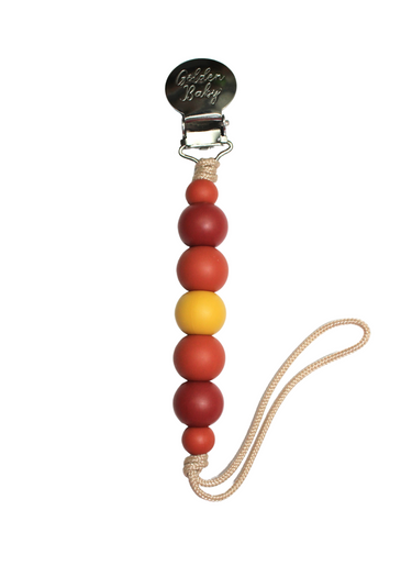 Autumn Leaves Pacifier Clip for babies, stylish and functional, keeps pacifiers secure and within reach.