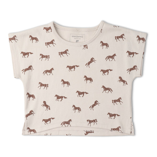 Organic Drop Shoulder Tee & Shorts Set - Horses