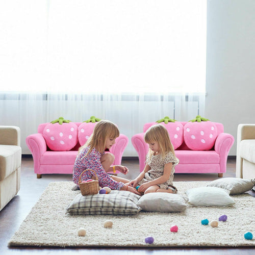 BL/PI Kids Strawberry Armrest Chair Sofa - Convertible