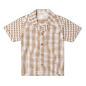 Organic Shirt & Shorts Set - Caramel Check