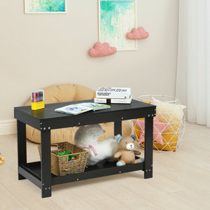 Solid multifunctional wood kids activity play table at an angle, perfect for playtime and creativity.