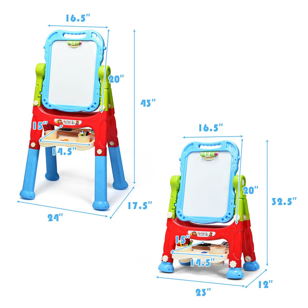 Height Adjustable Kids Art Easel Magnetic Double Sided Board for Toddlers & Kids