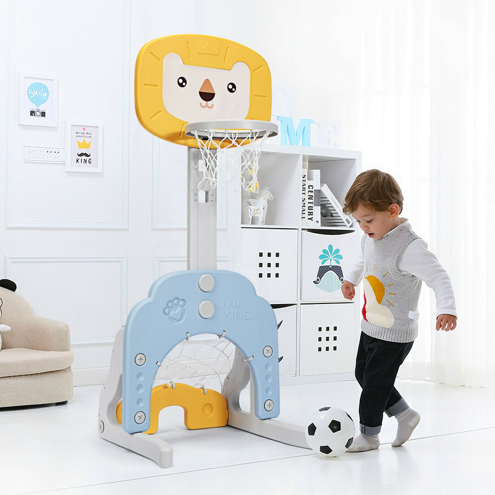 3-in-1 Adjustable Kids Basketball Hoop Sports Set - Adjustable Height