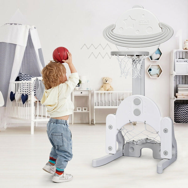 3 in 1 Height Adjustable Kids Basketball Hoop Set with Balls