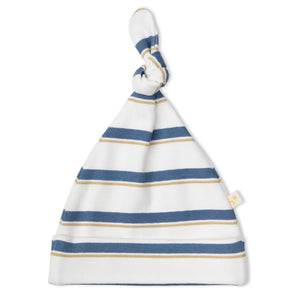 Organic Kimono Knotted Sleep Gown - Navy Stripe