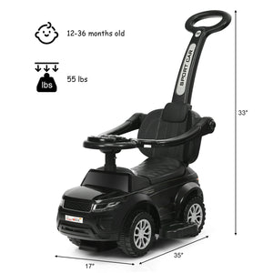 3 in 1 Ride on Push Car Toddler Stroller Sliding Car with Music