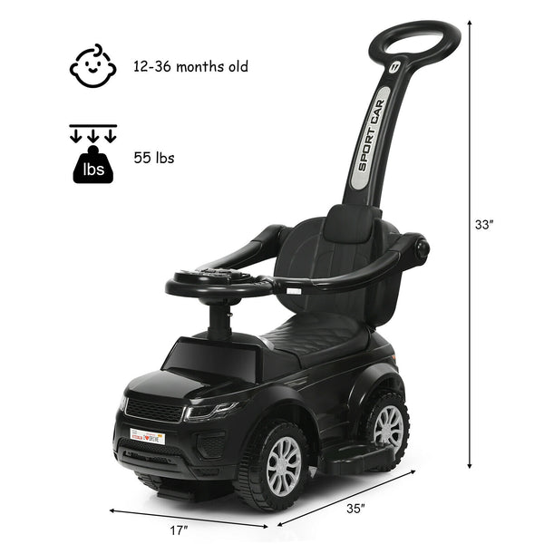 3 in 1 Ride on Push Car Toddler Stroller Sliding Car with Music