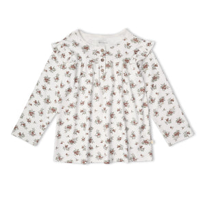 Organic Ruffle Sleeve Top Set of 2 - Winter Berry + Olive