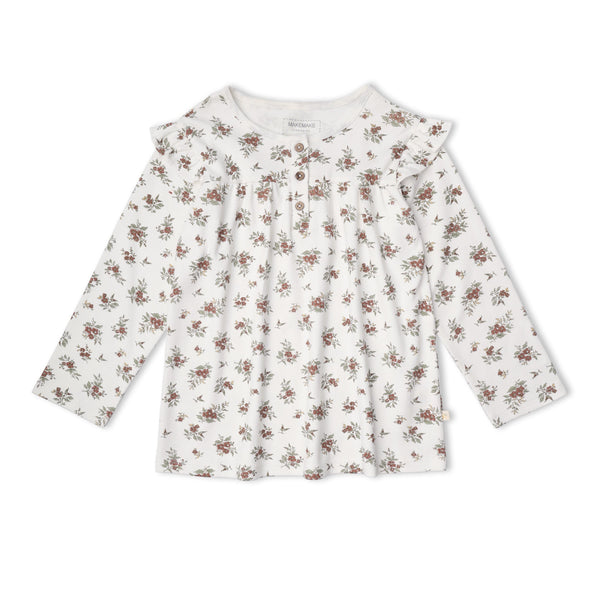 Organic Ruffle Sleeve Top Set of 2 - Winter Berry + Olive