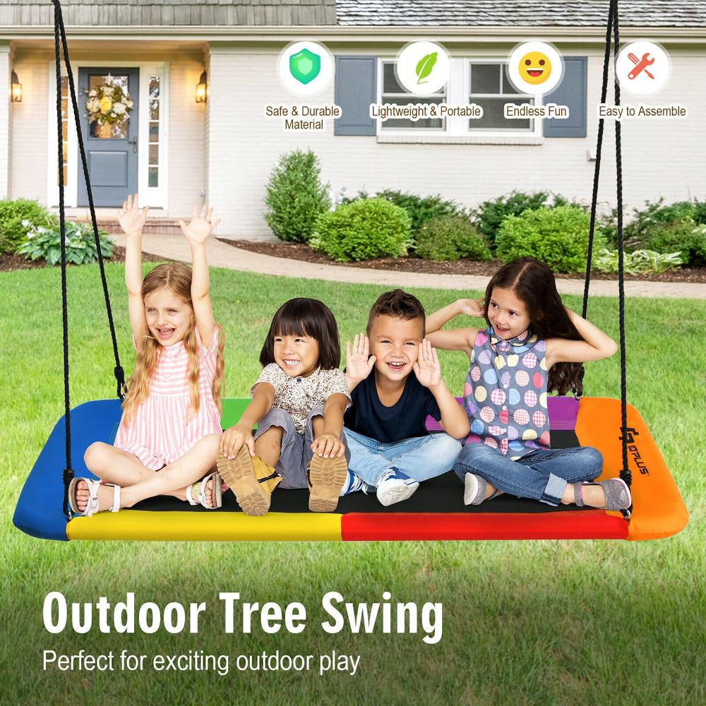 60 Inches Platform Tree Swing Outdoor with  2 Hanging Straps for Infants