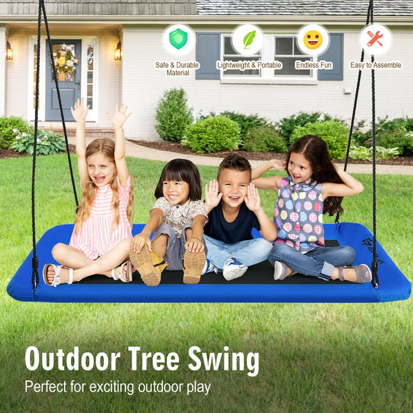 60 Inches Platform Tree Swing Outdoor with  2 Hanging Straps for Infants