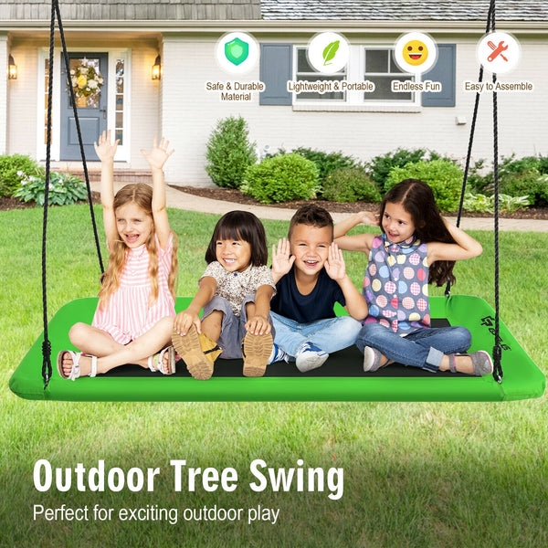 60 Inches Platform Tree Swing Outdoor with  2 Hanging Straps for Infants