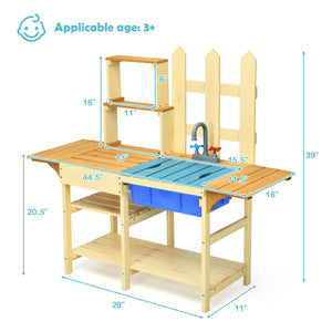Kid's Outdoor Wooden Pretend Cook Kitchen Playset Toy - Realistic