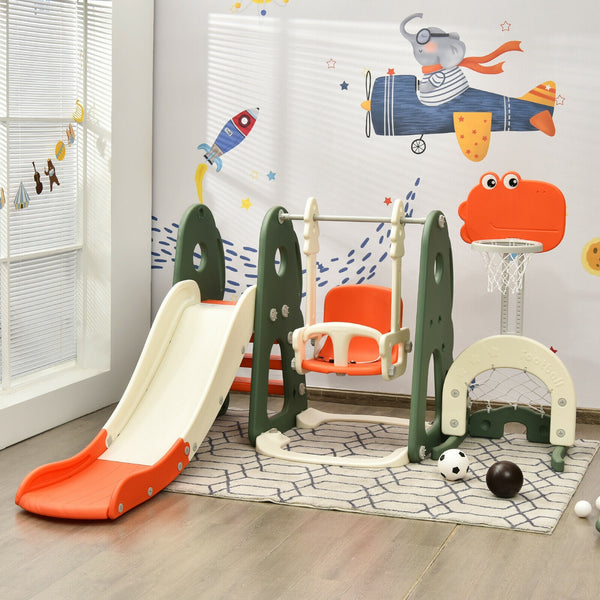 6 in 1 Toddler Slide and Swing Set with Ball Games - Indoor & Outdoor