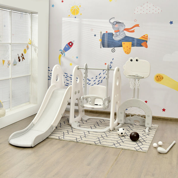 6 in 1 Toddler Slide and Swing Set with Ball Games - Indoor & Outdoor