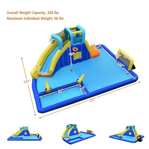 6-in-1 Inflatable Water Slide Jumping House without Blower for Kids with Blower