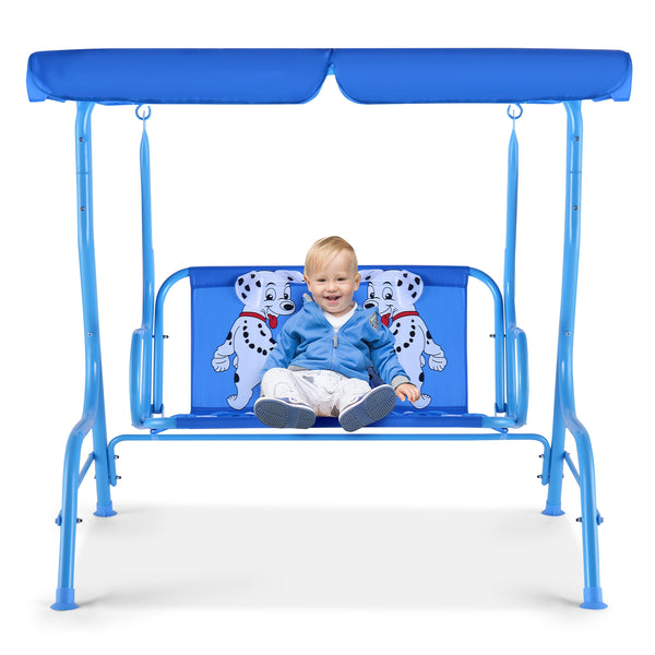 Outdoor Kids Patio Swing Bench with Canopy 2 Seats for Kids - Outdoor Play