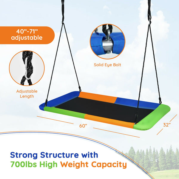 60 Inches Platform Tree Swing Outdoor with  2 Hanging Straps for Infants