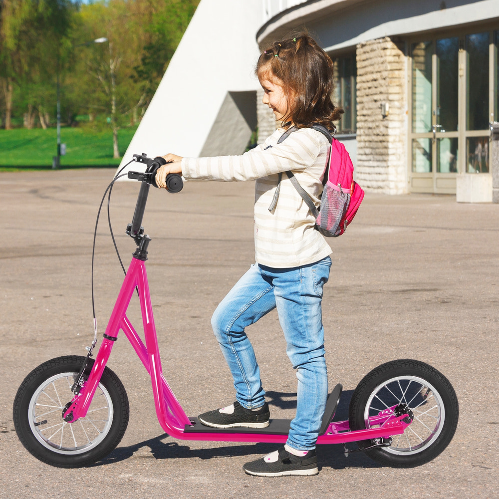 Height Adjustable Kid Kick Scooter with 12 Inch Air Filled Wheel for Kids