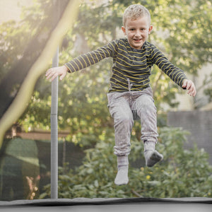 10Ft weather-resistant trampoline safety enclosure net for enhanced baby and child safety during playtime.