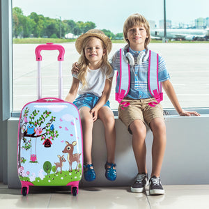 Green ABS kids suitcase set, 12" and 16", perfect for travel. Ideal baby luggage for young adventurers.