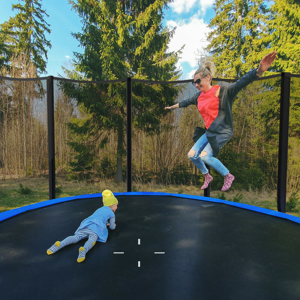 8/10/12/14/15/16 Feet Outdoor Trampoline Bounce Combo with Safety Closure Net Ladder