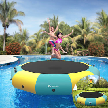 12 Feet Inflatable Splash Padded Water Bouncer Trampoline for kids' outdoor fun and safe playtime.