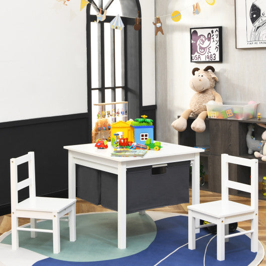 2-in-1 Kids Activity Table and Chairs Set with Storage for Building Blocks - Espresso, Angle 9 View.
