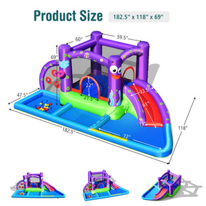 Inflatable Water Slide Castle without Blower - Heavy-Duty for Kids with Blower