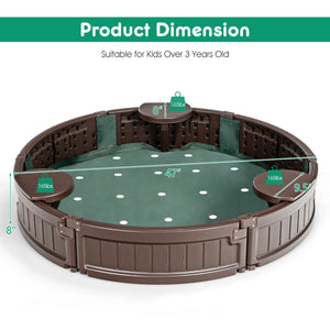 Sandbox with Built-in Corner Seat and Cover - Wooden