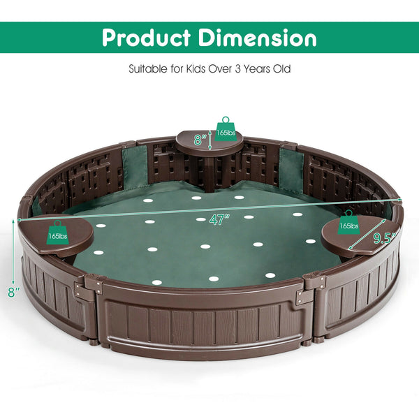 Sandbox with Built-in Corner Seat and Cover - Wooden