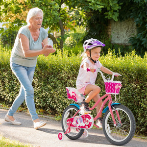 Kids Bicycle with Training Wheels and Basket for Boys and Girls Age 3-9 Years