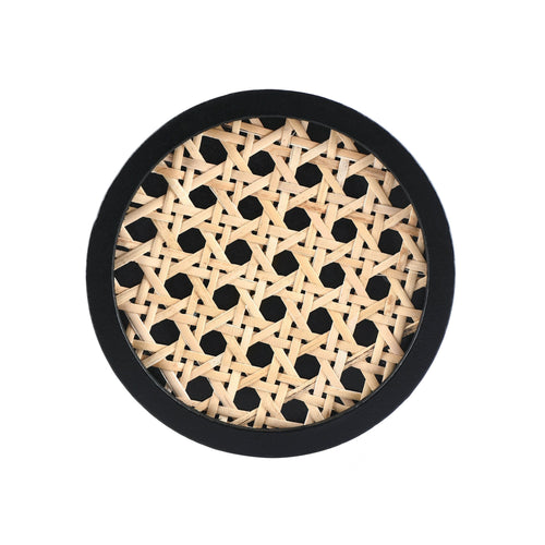 MomentDecor™ Natural Rattan & Wood Coasters Round Shape