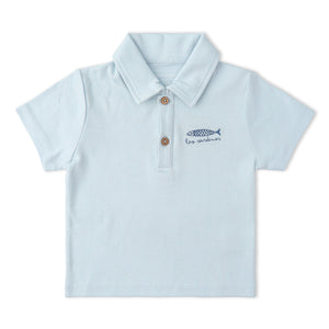 Organic Polo Shirt & Shorts Set - Light Blue