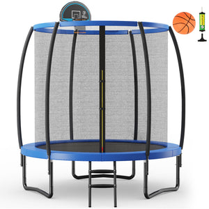 Recreational Trampoline with Basketball Hoop and Net Ladder