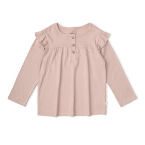 Organic Ruffle Sleeve Top Set of 2 - Petal Whispers + Dusty Rose