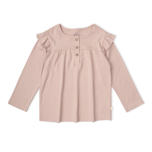 Organic Ruffle Sleeve Top Set of 2 - Petal Whispers + Dusty Rose