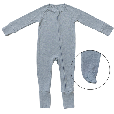 Heather Grey Ribbed Bamboo Zipper - MOOGCO Baby