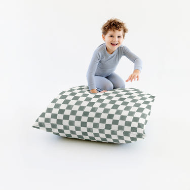 Checker Matcha Bean Bag for babies, featuring a stylish design and comfortable seating for playtime and relaxation.