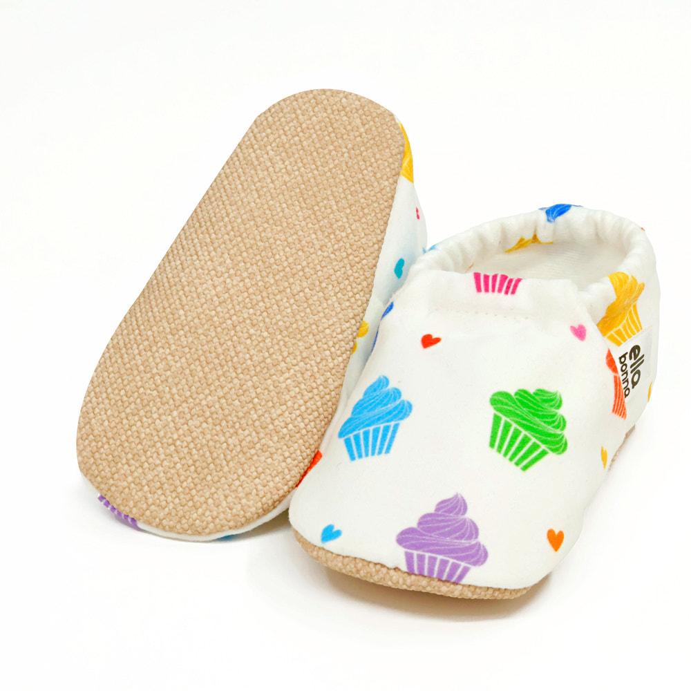 Ella Bonna Non-Slip Sole Cupcake Patterned Baby Booties, Home Boot Slippers Nursery Shoes