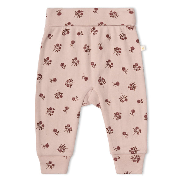 Organic Bodysuit & Foldover Pants Set - Rosebud