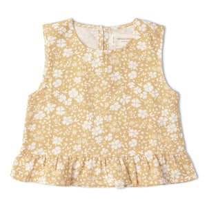 Organic Ruffle Top & Pants Set - Yellow Blossom
