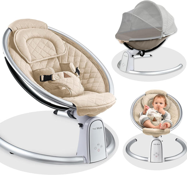 Electric Cotton Baby Bouncer for Newborns and Infants - Bluetooth-Enabled Automatic Swing, Built-In Music Speaker, Adjustable Seat Angle with LED Touch Screen